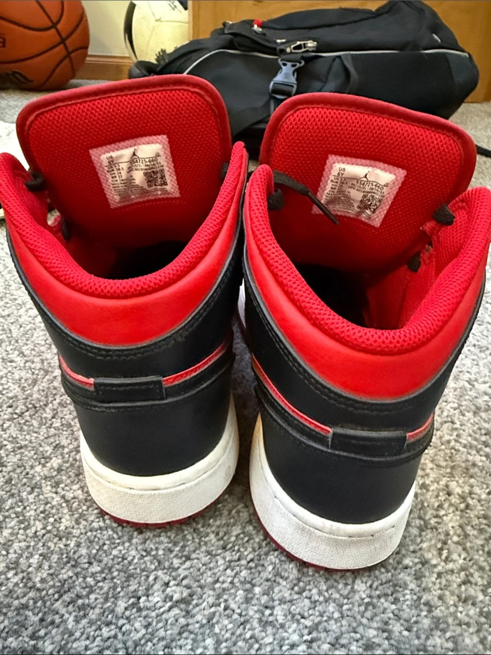 Nike Kids' High-Top Sneakers in Red and Black